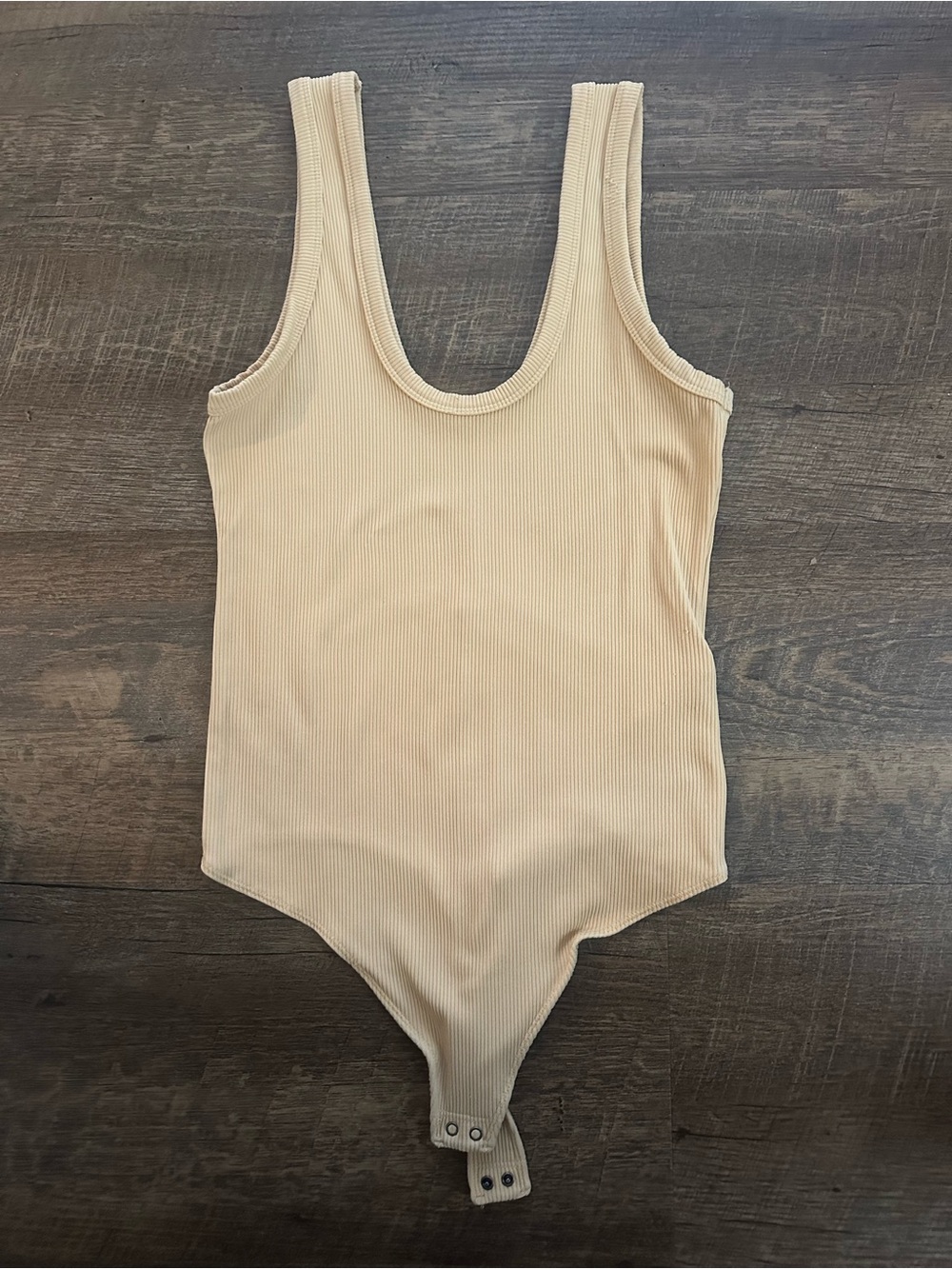 Women’s Ribbed Bodysuit in Apricot